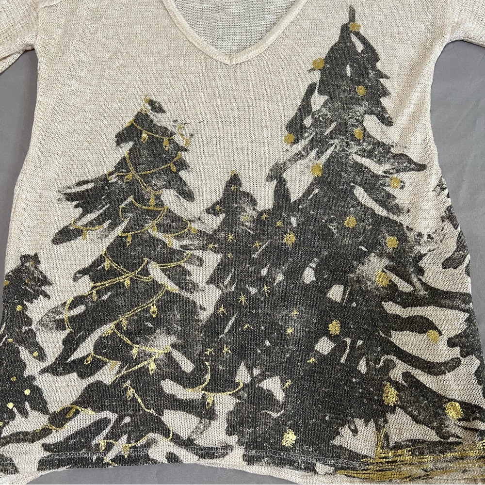 Bethany Mota Holiday Tree Knit Top Cream Long sleeves Size XS - Picture 13 of 16